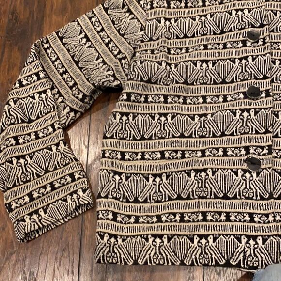 Chico design blazer jacket size 2 CASUAL GEOMETRIC PATTERN with shoulder pads - Picture 5 of 10